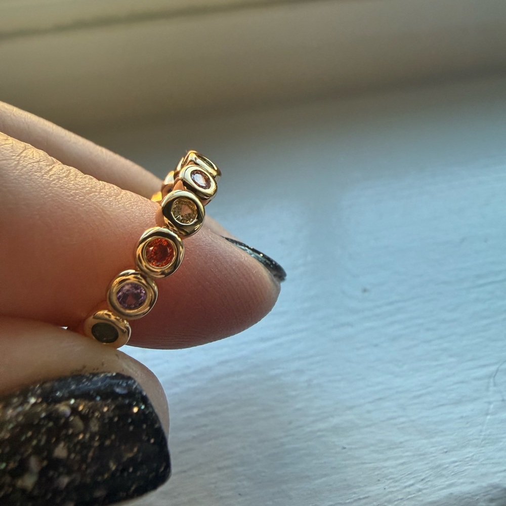 NWT Pretty Bird Jewelry gold plated multi colored eternity band size 6.5 - Picture 5 of 9